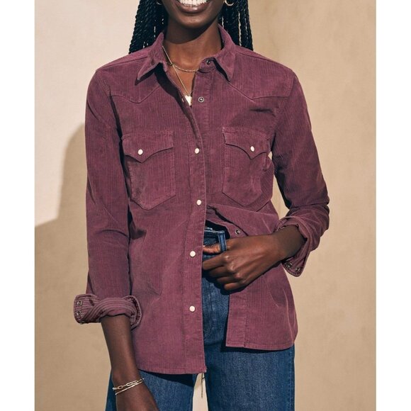 Faherty Tops - Faherty Women’s Stretch Western Shirt Catawaba Grape Purple Corduroy S NWT